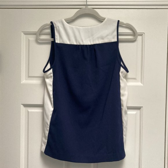 J.Crew Navy and White Sleeveless Shirt size 2 - Picture 2 of 4